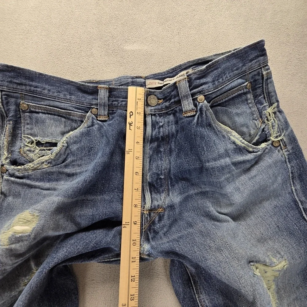 VTG Levis Engineered Jeans Mens Blue Cinch Back Twisted Altered Hem Fits 36x29